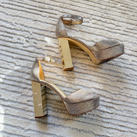Michael Kors Glittering Gold Platform Heels - Picture 2 of 5